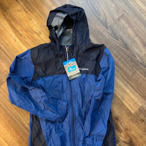 NEW boys Columbia glennaker waterproof rain jacket small blue